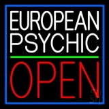 European Psychic Open Green Line Neon Sign