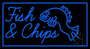 Blue Fish And Chips With Fish Neon Sign