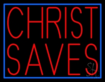 Red Christ Saves With Border Neon Sign
