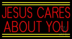 Red Jesus Cares About You Neon Sign