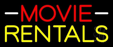 Red Movie Yellow Rentals Neon Sign