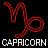 White Capricorn Red Logo Neon Sign