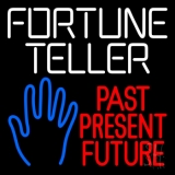 White Fortune Teller With Blue Palm Neon Sign