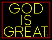 Yellow God Is Great Neon Sign