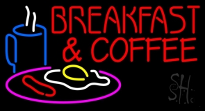 Red Breakfast And Coffee Neon Sign