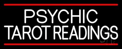 Psychic Tarot Readings Block With Red Line Neon Sign