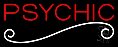 Red Psychic White Line Neon Sign