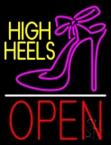 Yellow High Heels Open With Line Neon Sign