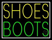 Yellow Shoes Green Boots With Border Neon Sign