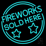 Fireworks Sold Here Circle Neon Sign