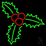 Green Christmas Holly Neon Sign