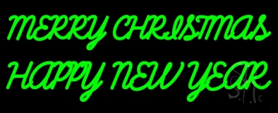 Green Merry Christmas Happy New Year Neon Sign