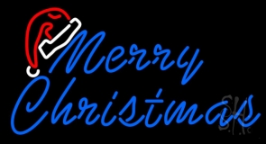 Merry Christams With Hat Neon Sign