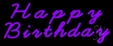 Purple Happy Birthday Neon Sign