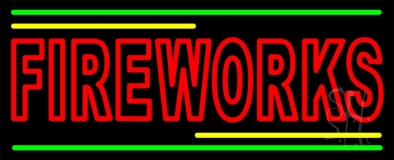 Red Double Stroke Fireworks Neon Sign