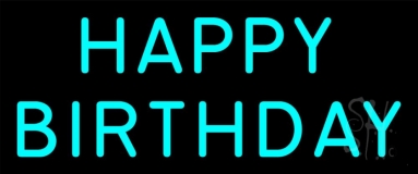 Turquoise Happy Birthday Neon Sign