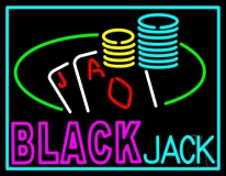 Blackjack With Playing Card Neon Sign