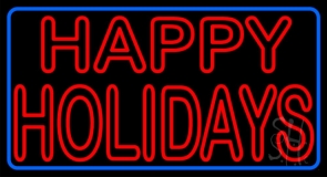 Red Double Stroke Happy Holidays Neon Sign