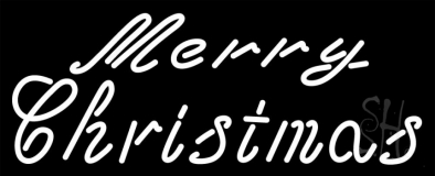 White Cursive Merry Christmas Neon Sign
