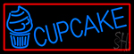 Blue Cupcake With Cupcake With Red Border Neon Sign