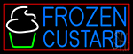 Blue Frozen Custard With Red Border Logo 2 Neon Sign