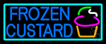 Blue Frozen Custard With Turquoise Border Logo 3 Neon Sign
