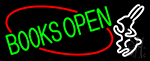 Green Books With Rabbit Logo Open Neon Sign