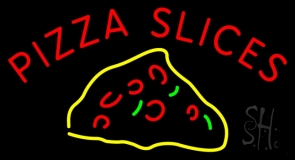 Red Double Stroke Pizza Slices Neon Sign