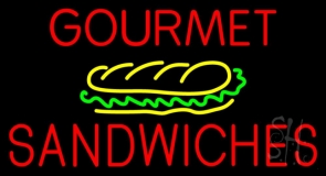 Red Gourmet Sandwiches Neon Sign