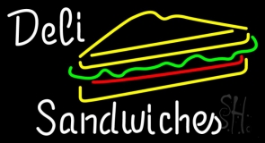 White Deli Sandwiches With Logo Neon Sign