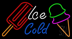 Ice Cold With Logo Cold Drink Neon Sign