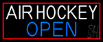 Air Hockey Open With Red Border Neon Sign