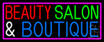 Beauty Salon And Boutique With Pink Border Neon Sign