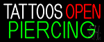 Blue Tattoo Piercing Open Neon Sign