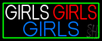 Girls Girls Girls Strip With Turquoise Border Neon Sign