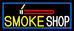 Smoke Shop And Cigar With Blue Border Neon Sign