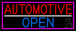 Automotive Open With Pink Border Neon Sign