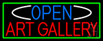 Open Art Gallery With Green Border Neon Sign