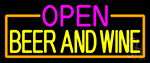 Open Beer And Wine With Orange Border Neon Sign