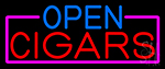 Open Cigars With Pink Border Neon Sign