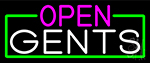 Open Gents With Green Border Neon Sign