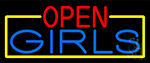 Open Girls With Yellow Border Neon Sign