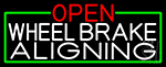 Open Wheel Brake Aligning With Green Border Neon Sign