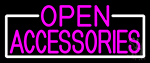 Pink Open Accessories With White Border Neon Sign