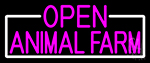 Pink Open Animal Farm With White Border Neon Sign