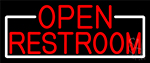 Red Open Restroom With White Border Neon Sign