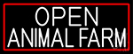 White Open Animal Farm With Red Border Neon Sign