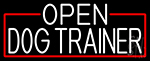 White Open Dog Trainer With Red Border Neon Sign