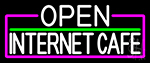 White Open Internet Cafe With Pink Border Neon Sign