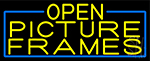 Yellow Open Picture Frames With Blue Border Neon Sign